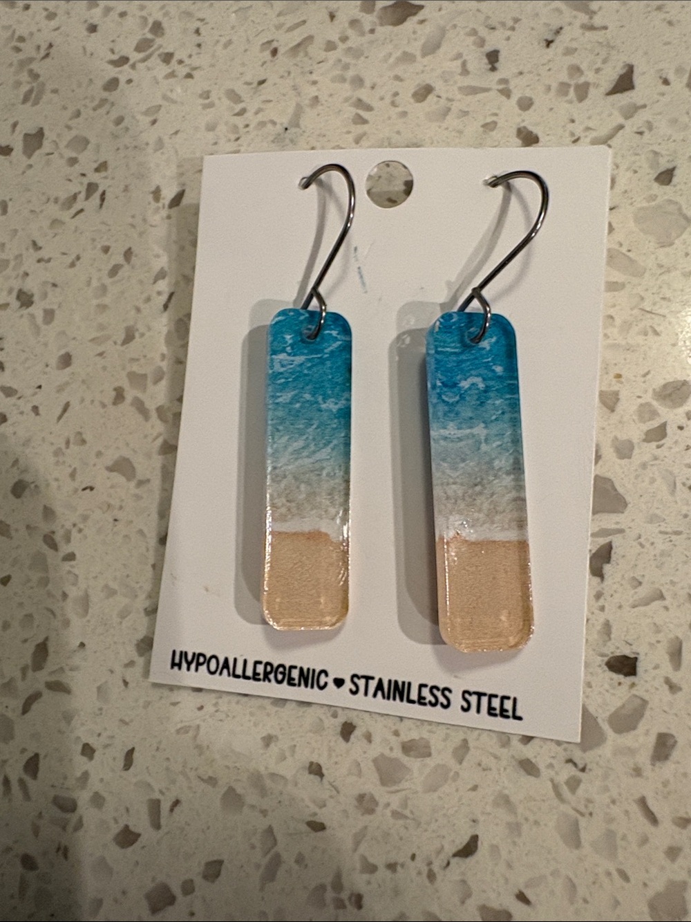 Beach Gradient Drop Earrings in Blue and Tan